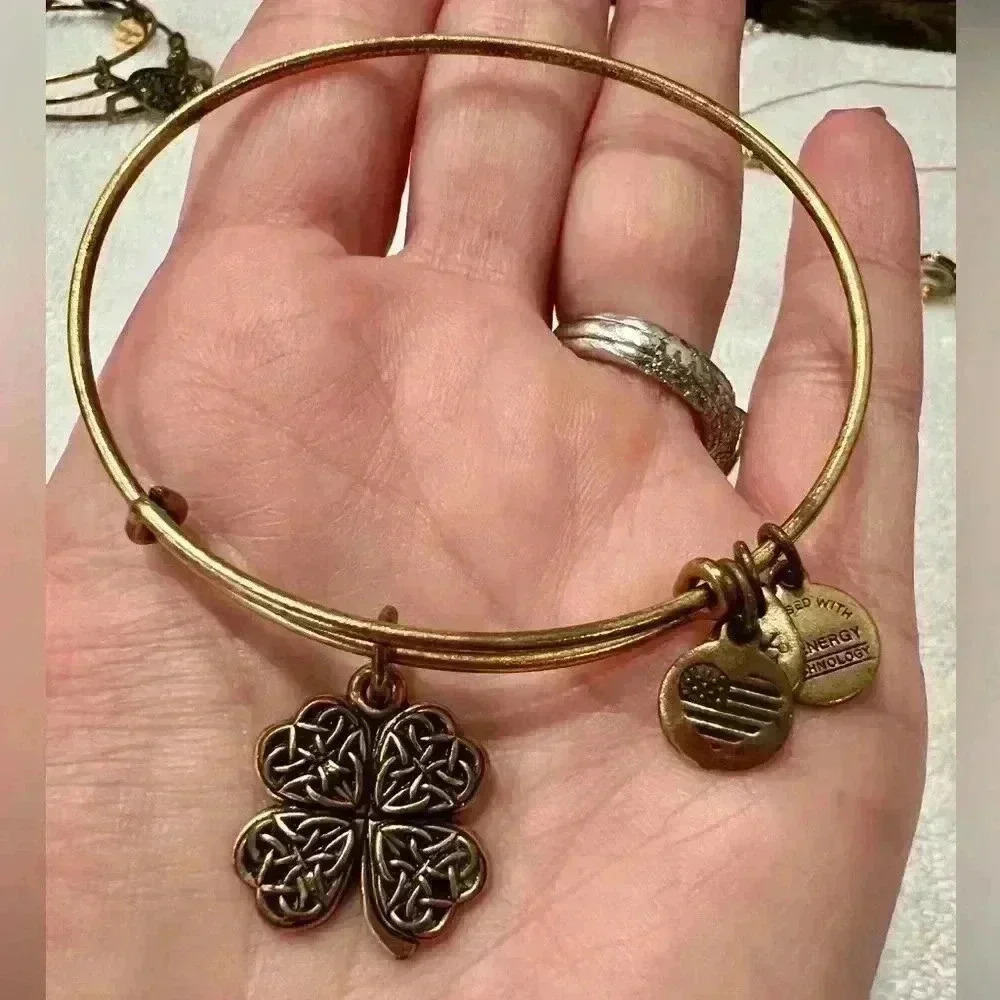 ALEX AND ANI Four Leaf Clover Bangle (mild discoloration)